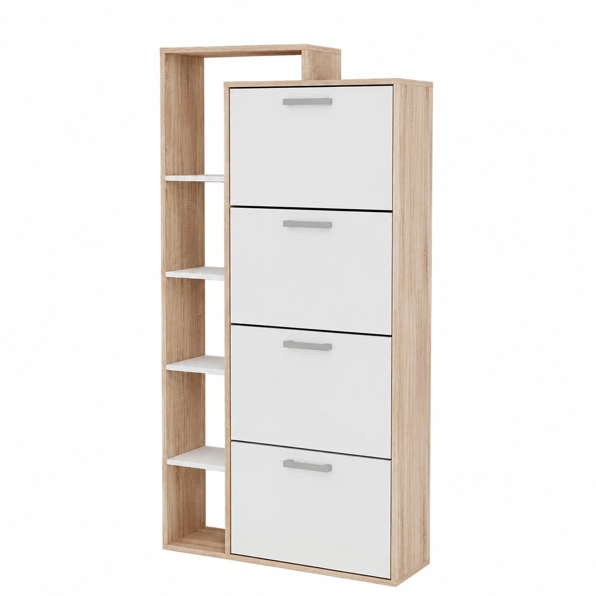 Vicco Scarpiera Orlando, Bianco/Sonoma, 80x166 cm, 4 scomparti per organizzazione scarpe all'ingresso