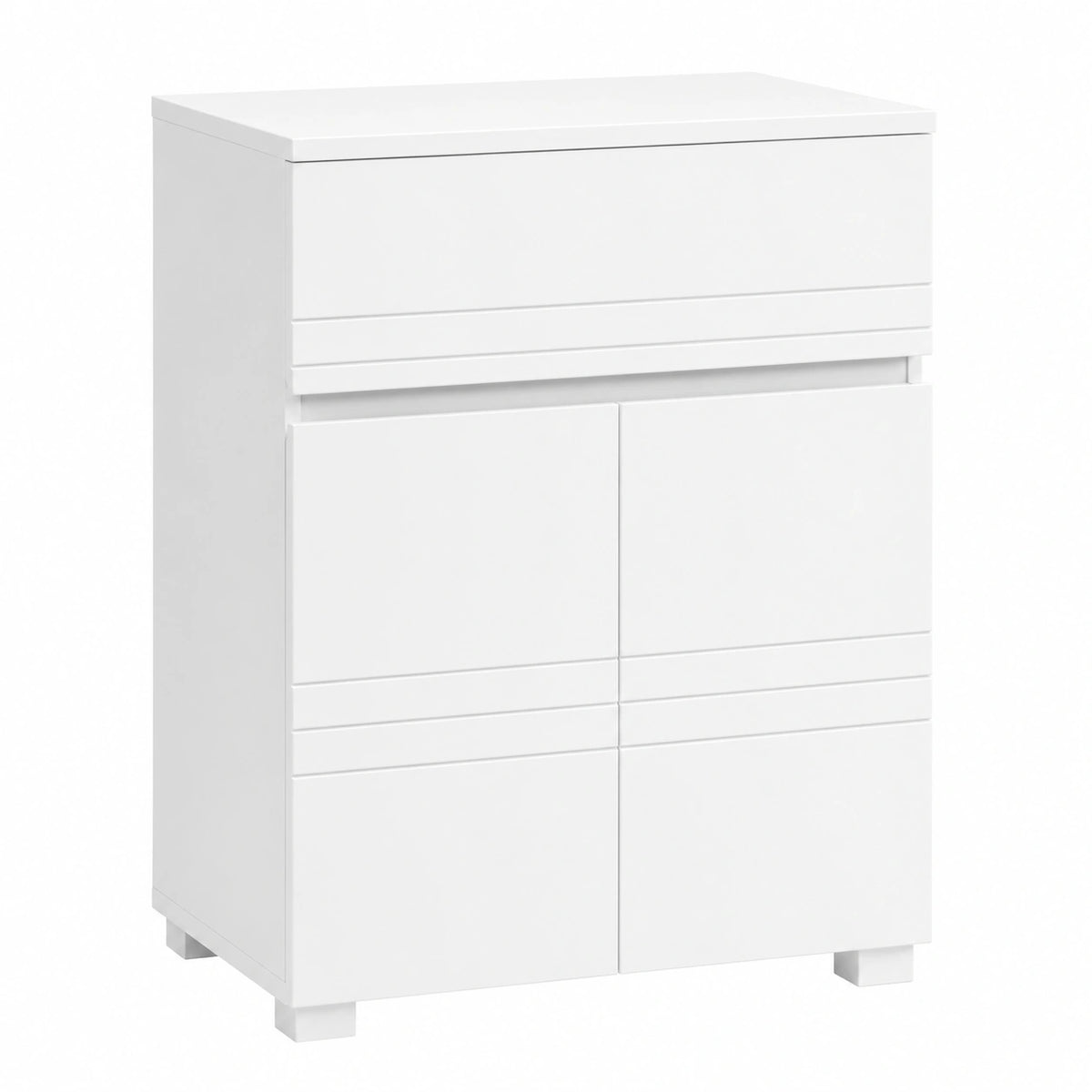 VASAGLE Mobile da Bagno Bianco con Cassetto e Ante Doppie, 60 x 30 x 80 cm, Ripiano Regolabile