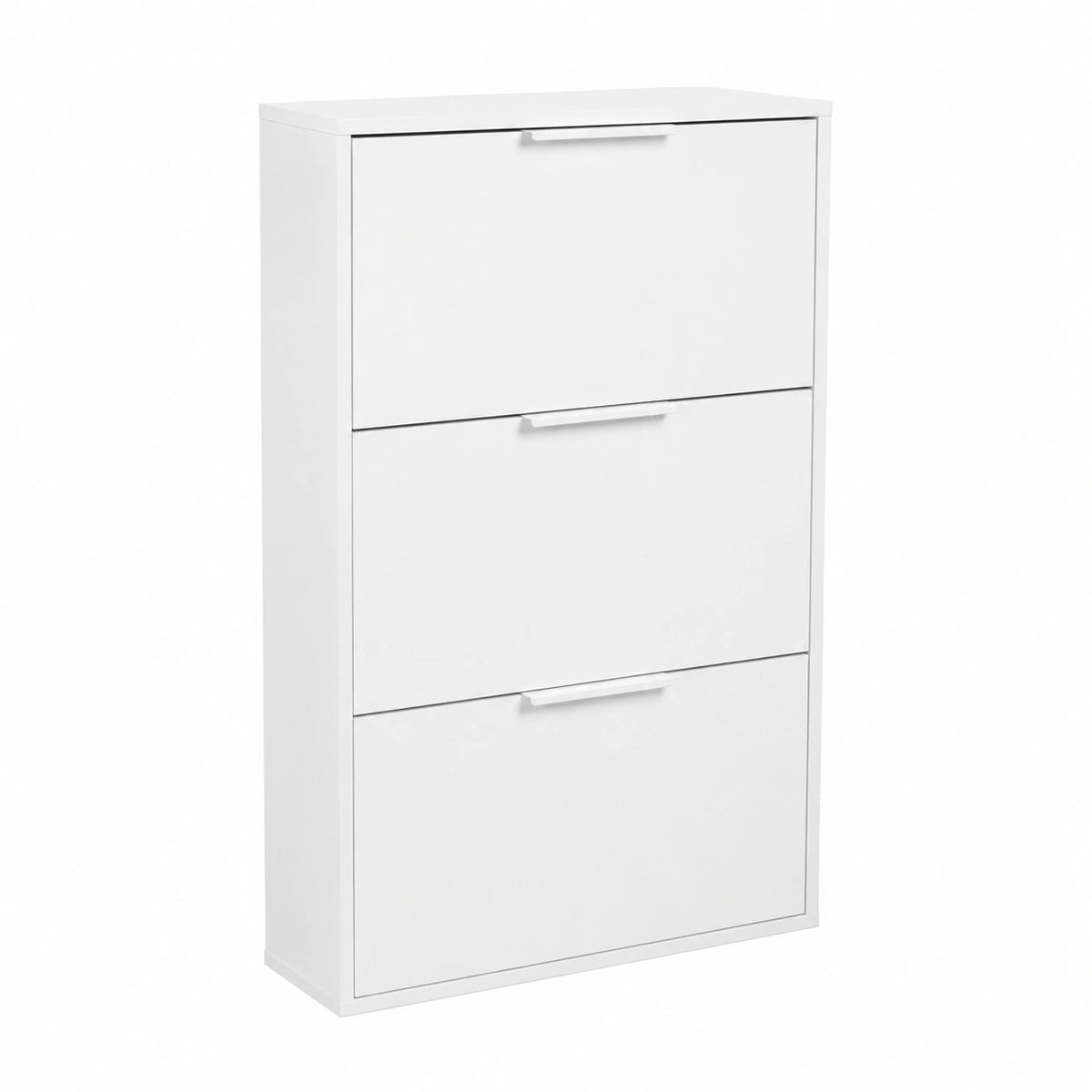 Scarpiera Salvaspazio a 3 Scomparti, Design Slim Italiano, Ideale per Ingresso e Ripostiglio, Bianco