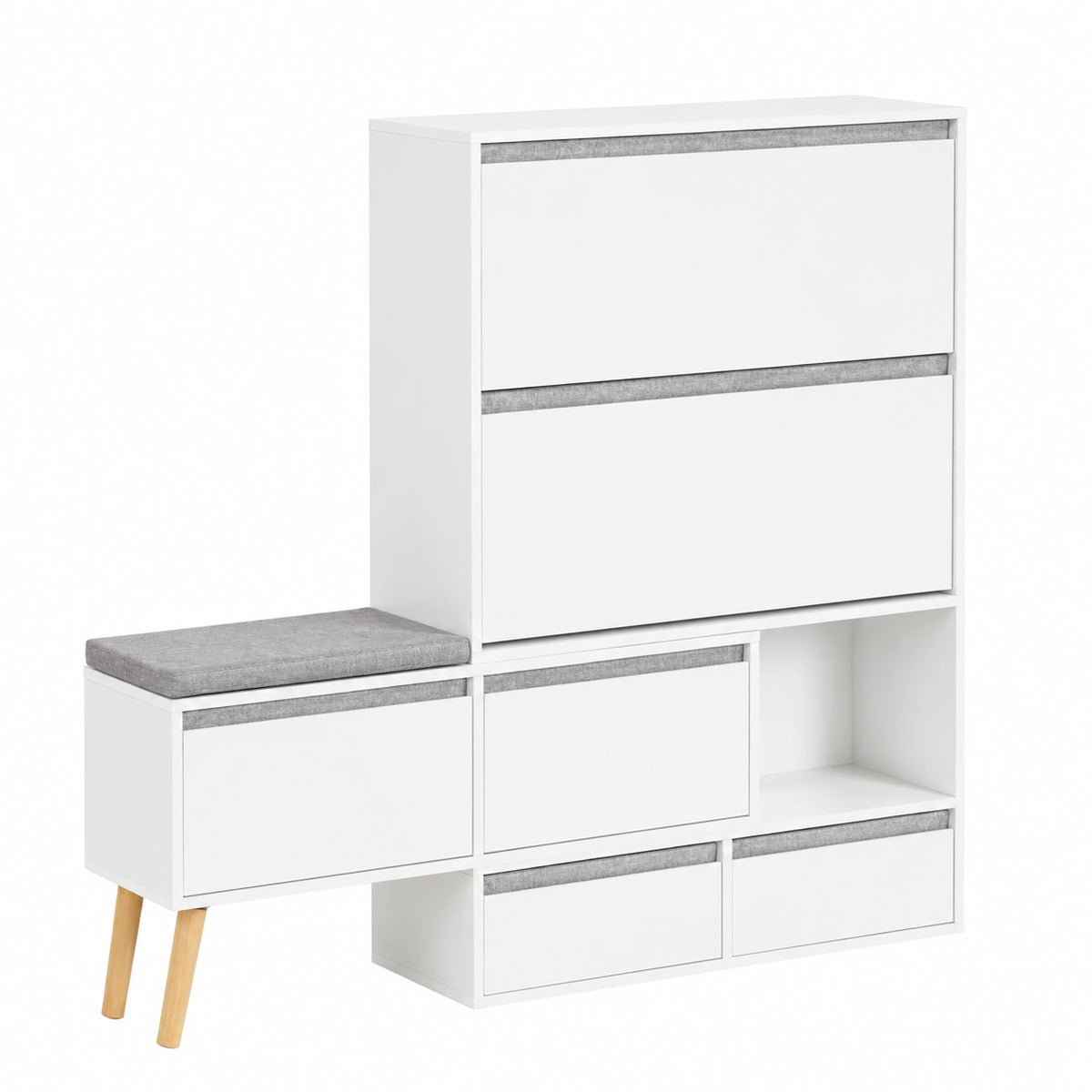SoBuy Mobile Ingresso con Panca Imbottita e Armadio Porta Scarpe a 2 Ante