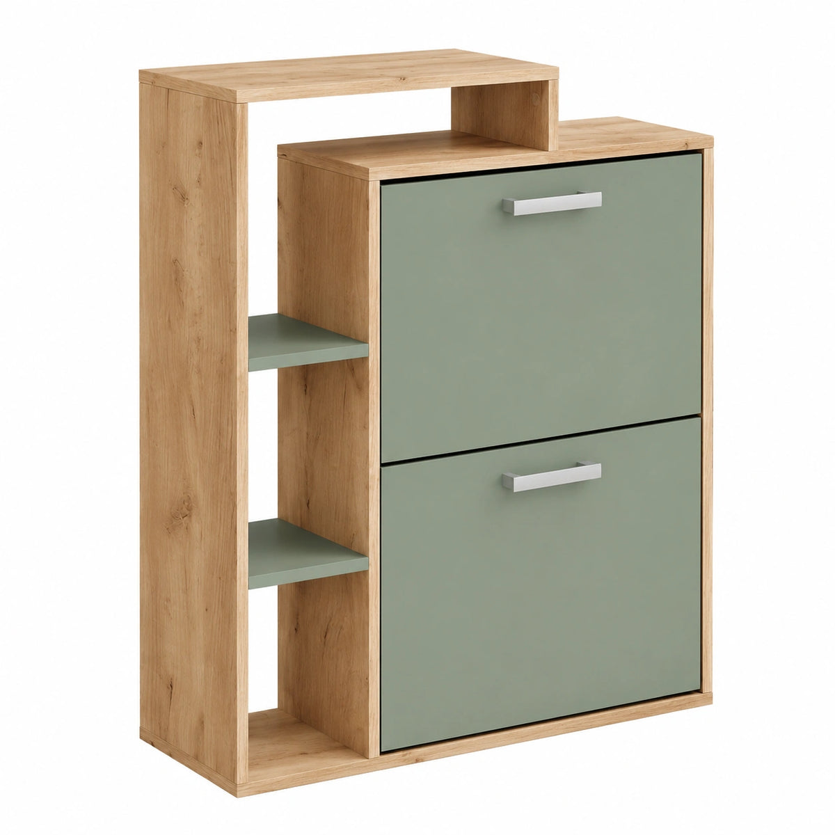 Scarpiera Vicco Orlando in Rovere e Verde con Ripiani Salvaspazio, 80x90 cm