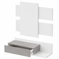 Dmora - Consolle da ingresso Erie con specchio e cassetto, Design sospeso, 75x29x90 cm, Bianco e Cemento