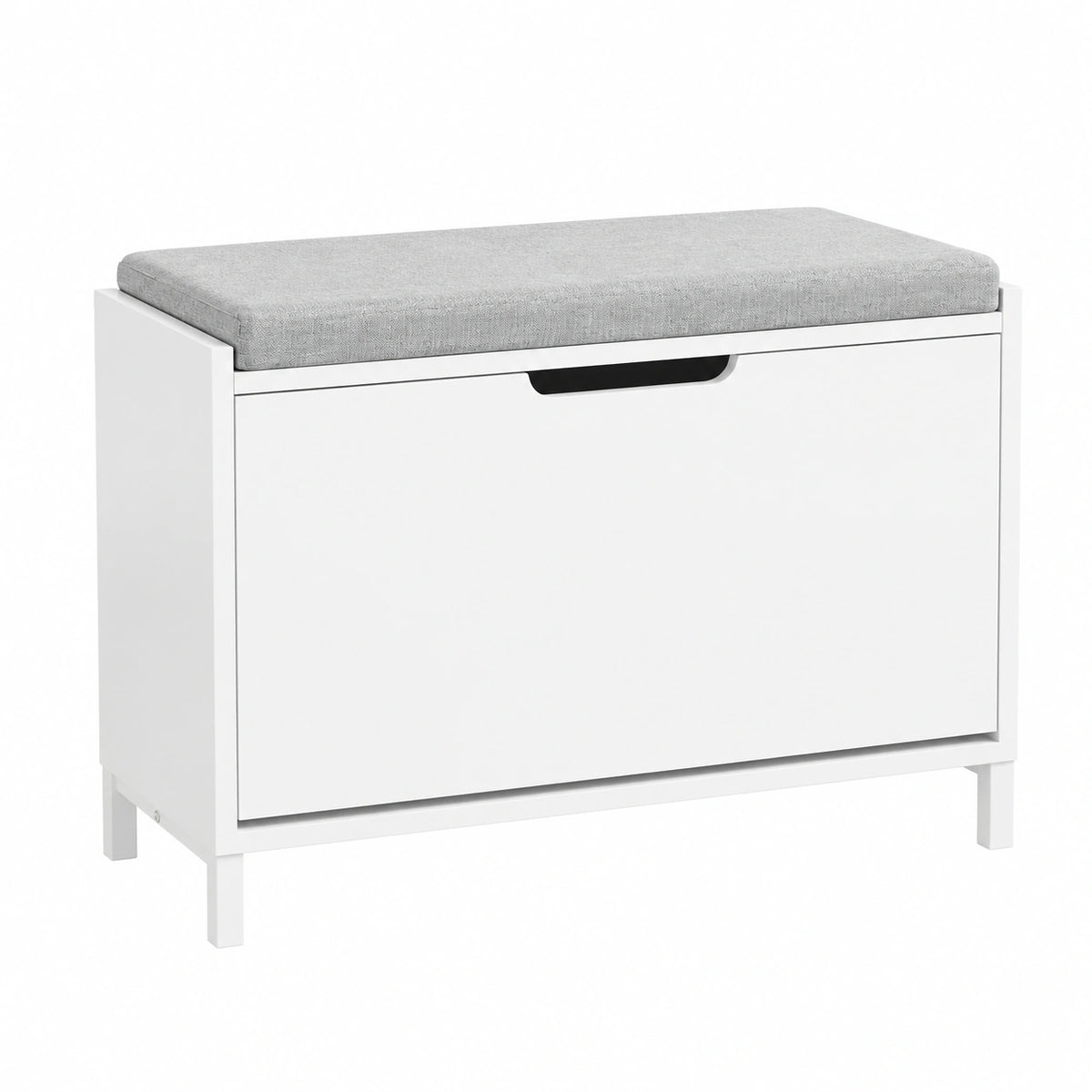 Scarpiera Salvaspazio in Legno con Panca e Ripiani, Bianco, 113kg, L60xP24xA52 cm