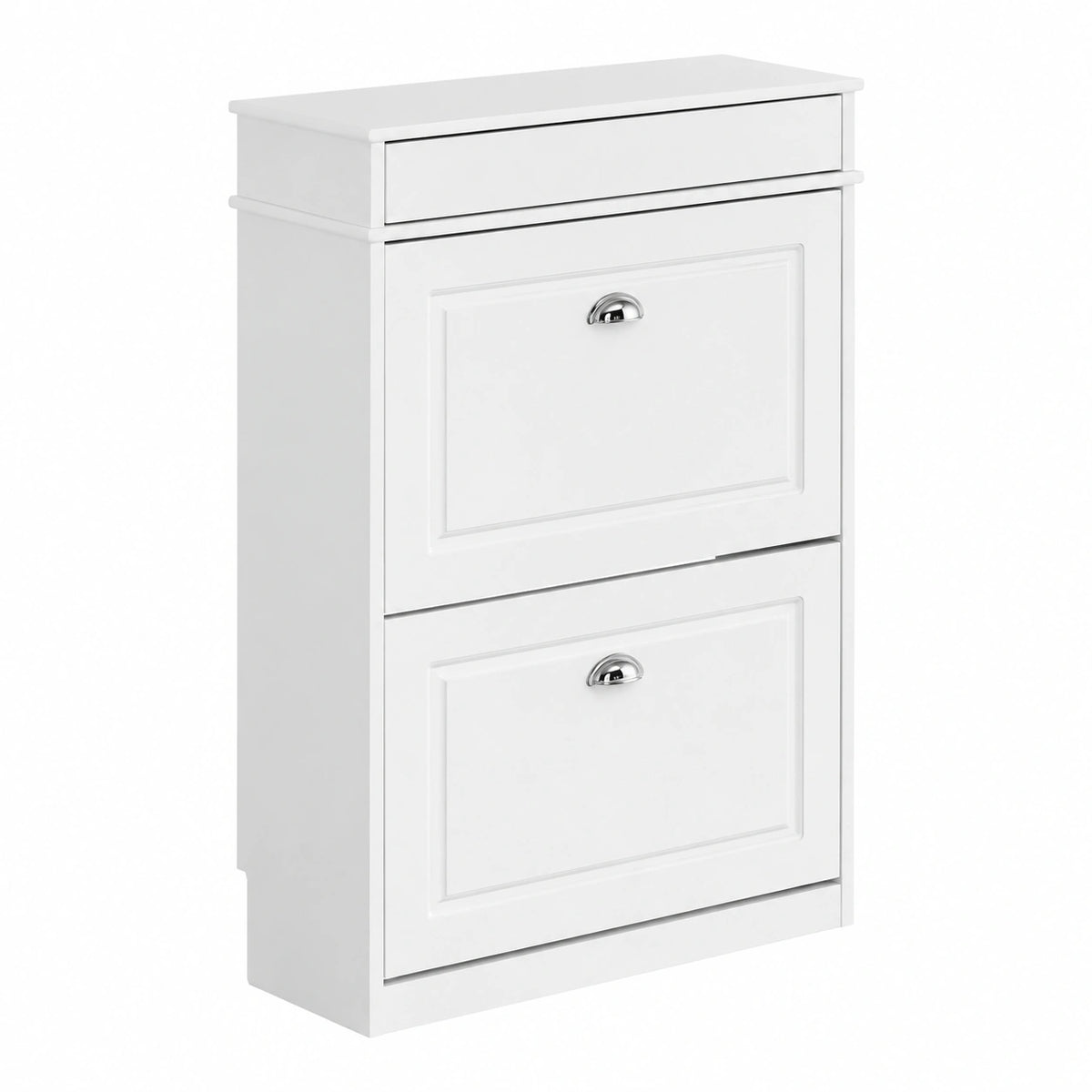 Scarpiera Moderna Salvaspazio con Ripiani Regolabili e Cassetto, Bianco, 75x24x96 cm