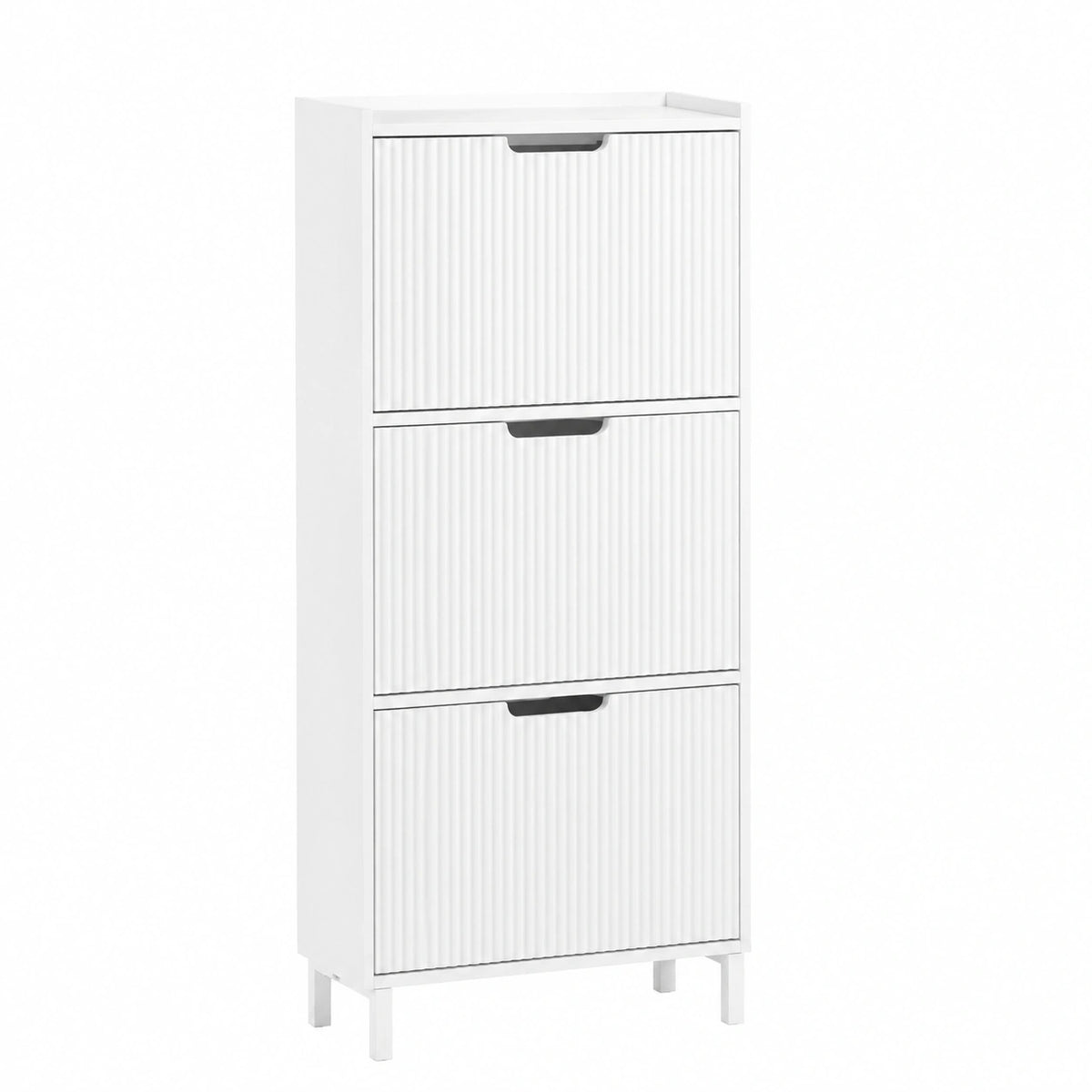 Scarpiera Salvaspazio SoBuy a 3 Ante - Mobile per Ingresso, Corridoio o Camera - 50x19x130 cm Bianco