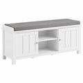Scarpiera Panca Bianco con Cuscino, 2 Armadietti e Ripiani, 150 kg Capacità, 105x35x43 cm