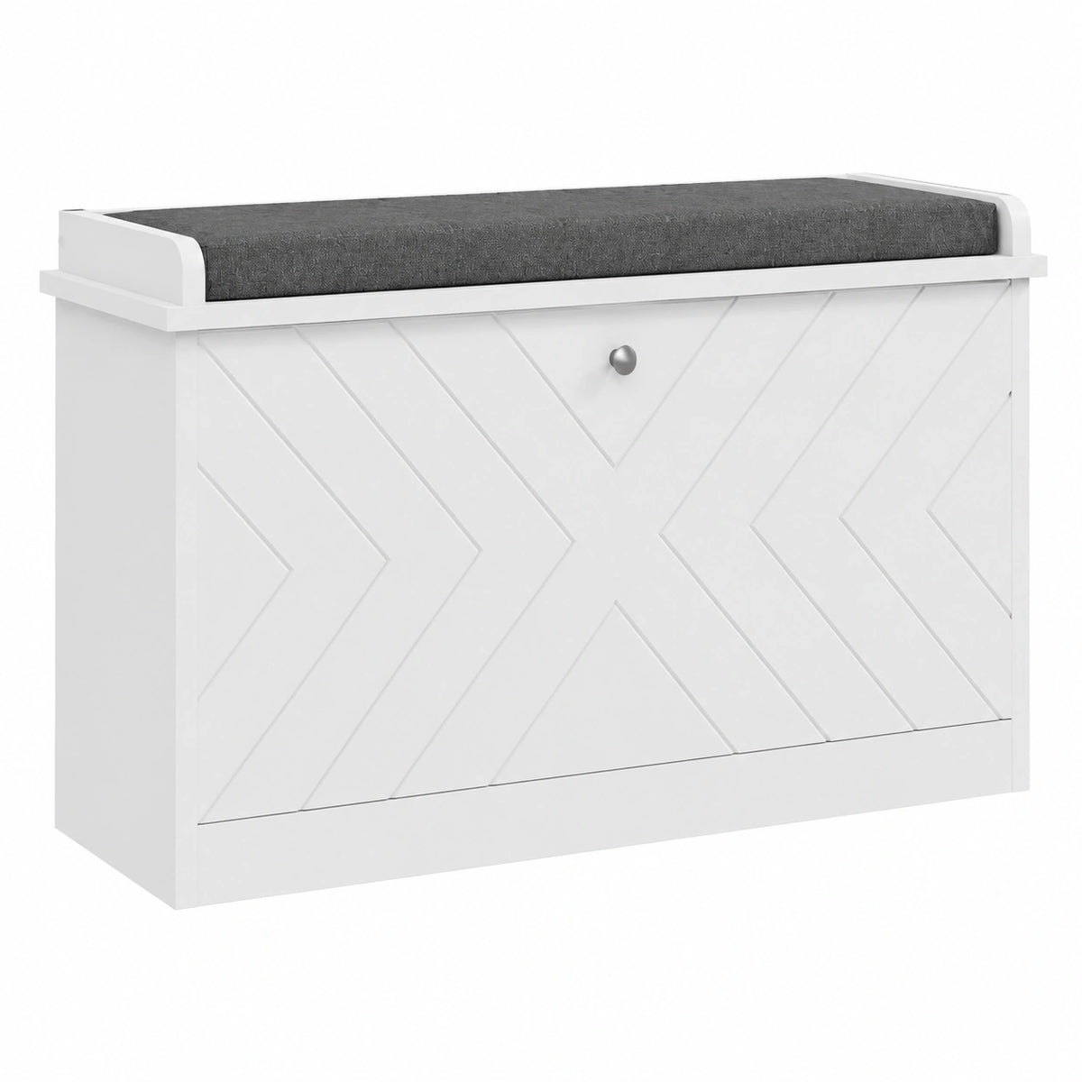 HOMCOM Panca Scarpiera con Cuscino, Mobile Ingresso Multiplo per 8 Paia di Scarpe, Bianco