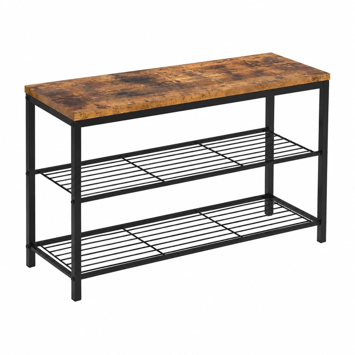 Panca Scarpiera Vicco Fyrk in Legno Vintage con Ripiani Doppio 100x51.5cm