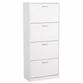 Scarpiera Salvaspazio LOLA, 4 Ante Ribaltabili, Bianco Opaco, 60x24x150 cm
