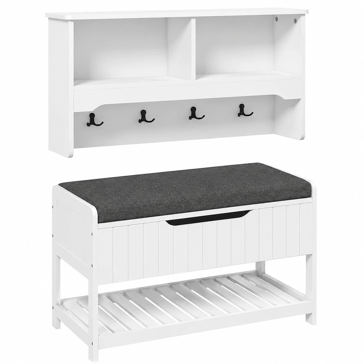Ingresso con Scarpiera Integrata e Ganci, 80x20x40 cm, Bianco