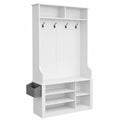 Attaccapanni Salvaspazio con Panca e Scarpiera, 4 Ganci e 5 Ripiani Regolabili, Mobile Ingresso Bianco 90x30x183 cm