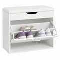 Scarpiera Salvaspazio con Panca e Contenitore Nascosto, Bianco 60x30x50 cm, 120kg