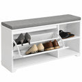 Panca Scarpiera Salvaspazio con Cuscino e Vani Regolabili 90x24x46 cm - SoBuy