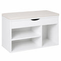 Scarpiera Salvaspazio con Seduta Imbottita e Ripiani, 80x30x47cm, Bianco