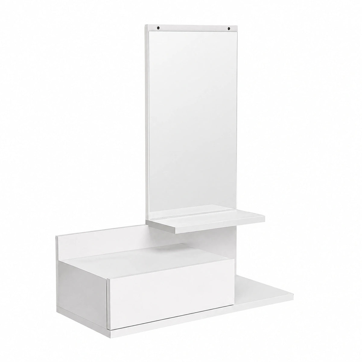 Mobile Ingresso Bianco con Mensola, Cassetto e Specchio 80x60x30 cm