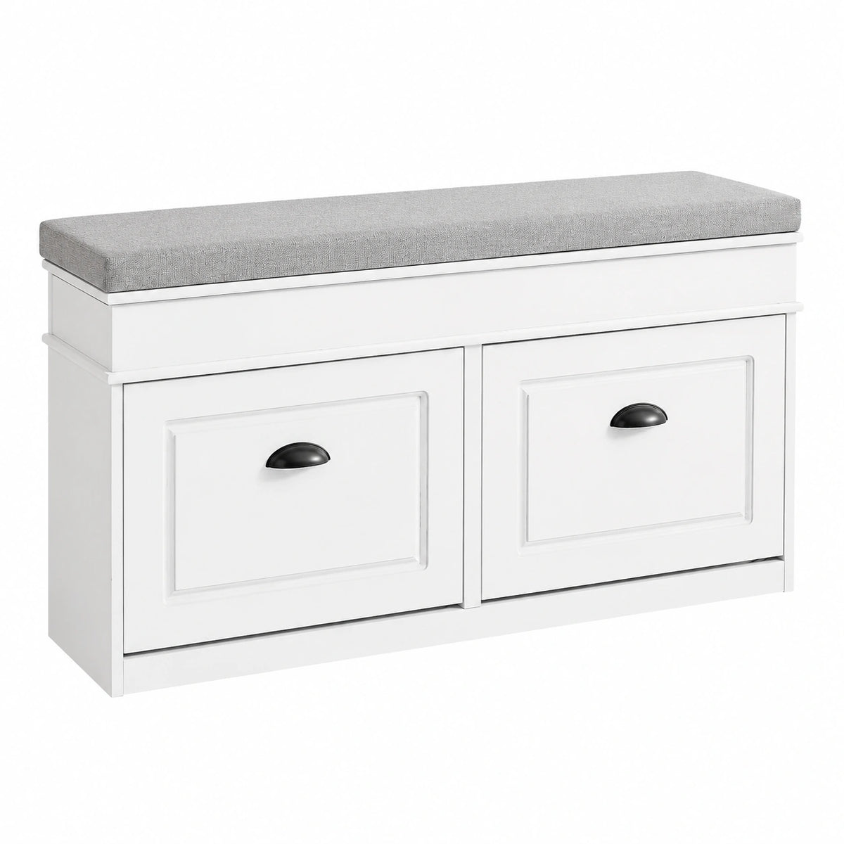 Scarpiera Salvaspazio con Panca e Contenitore in Legno, 104x24x54cm, Stile Vintage Bianco