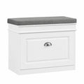 Scarpiera Slim Salvaspazio con Seduta, Panca Contenitore Regolabile in Legno - 60x24x51 cm, Bianco