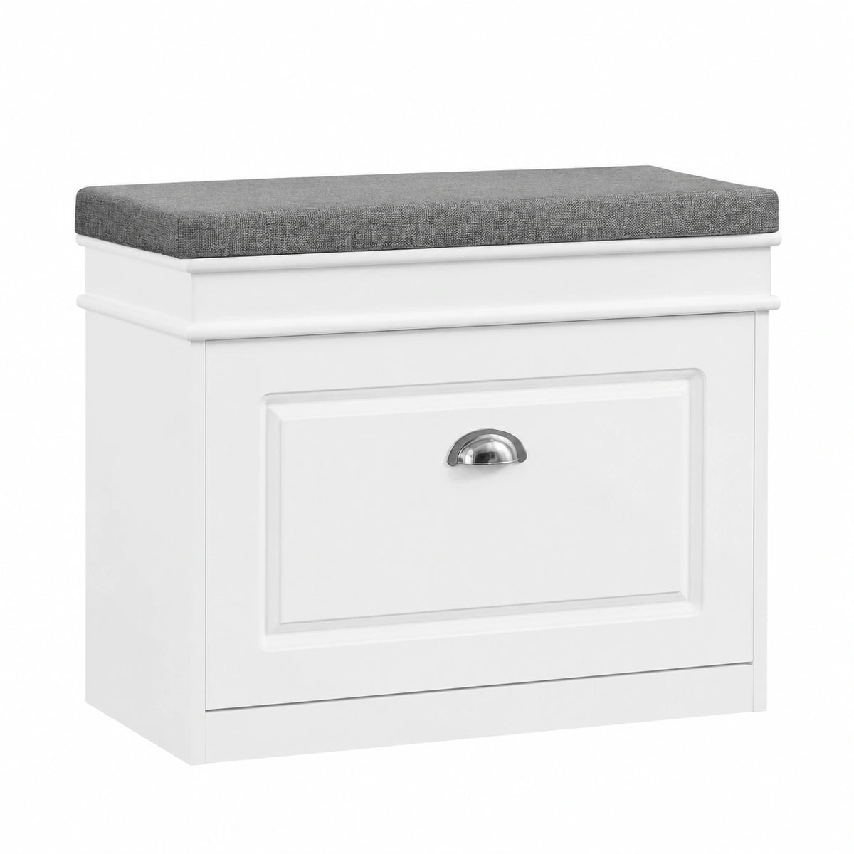 Scarpiera Slim Salvaspazio con Seduta, Panca Contenitore Regolabile in Legno - 60x24x51 cm, Bianco