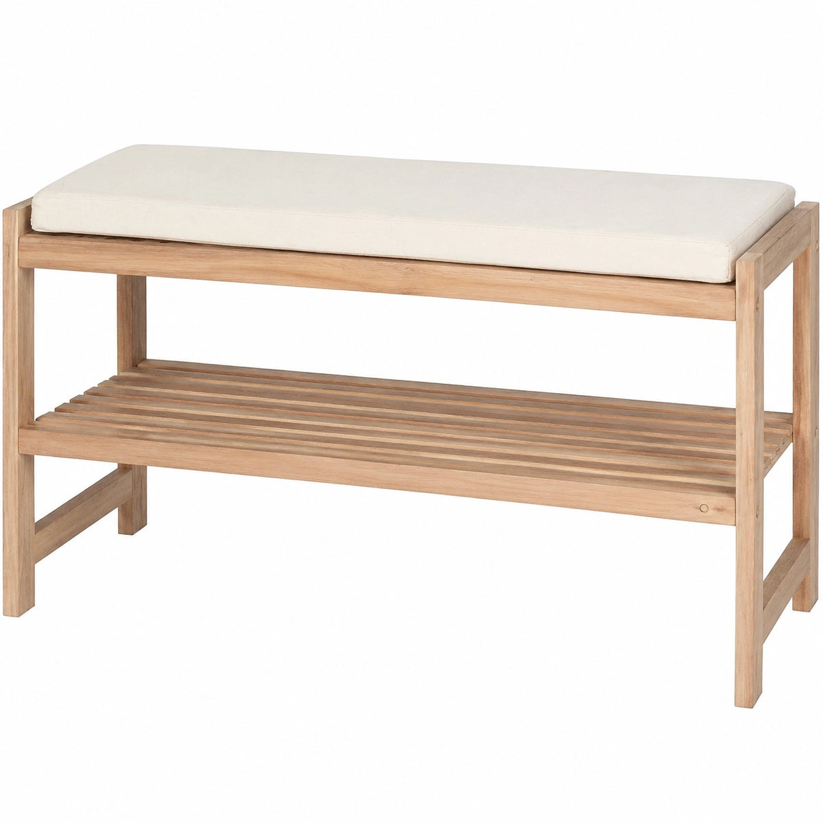 Scarpiera WENKO Acina con Seduta Imbottita in Legno di Acacia FSC, 4 Paia, 90x45x34 cm