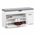 Meerveil Mobile Porta Scarpe in Legno con Cassetto, Design Industriale Bianco, 100x30x52 cm