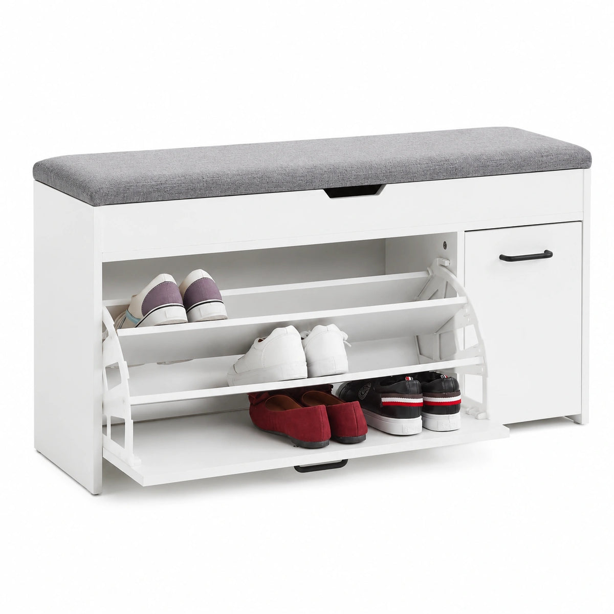 Meerveil Mobile Porta Scarpe in Legno con Cassetto, Design Industriale Bianco, 100x30x52 cm