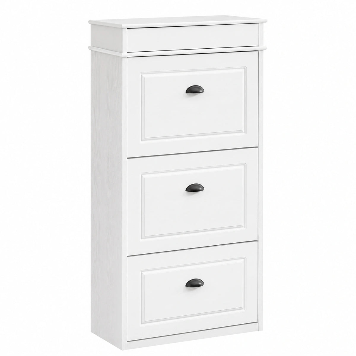 Armadio Scarpiera Salvaspazio Bianco con Cassetto e Design Vintage, 54x24x120 cm