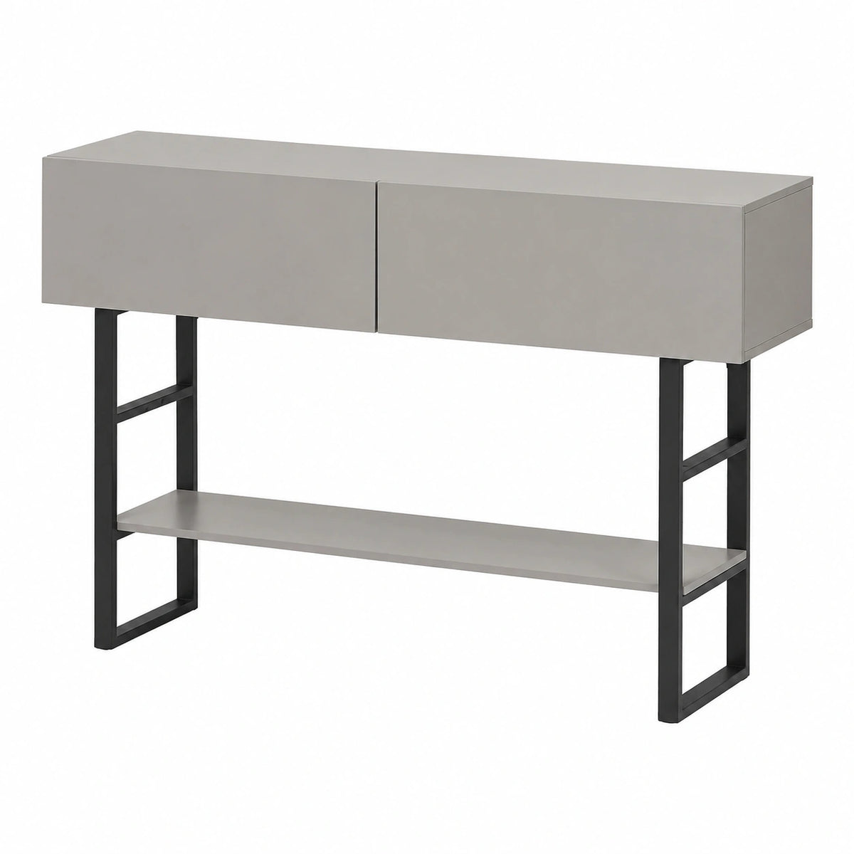 Consolle Ingresso con Cassetti e Ripiano Regolabile in Metallo Grigio Chiaro