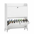 Scarpiera Slim HOMCOM con Ante a Ribalta e Ripiani Regolabili, Porta Scarpe 16 Paia, Bianco