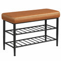 VASAGLE Panca Scarpiera Moderne, Seduta Ingressi e Camere, Rivestimento PU e Cuciture, Portata 135 kg, 80x30x50 cm, Marrone Caramello