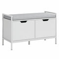 Scarpiera con Panca Imbottita a 2 Scomparti per 4 Paia, Design in Tessuto e Legno, 84x35x50 cm, Bianco